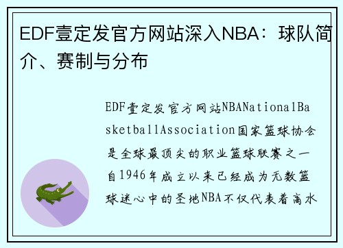 EDF壹定发官方网站深入NBA：球队简介、赛制与分布